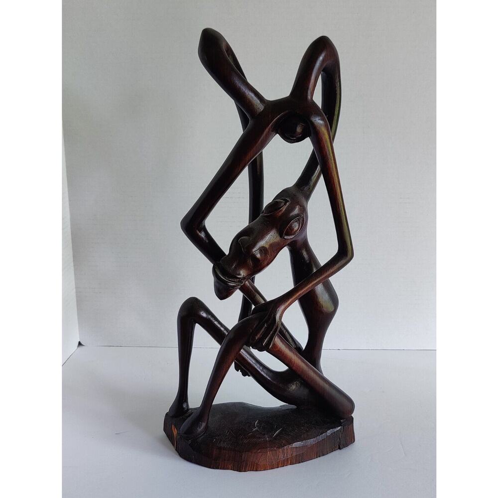 Makonde Art Sculpture Art Hand Carved Wooden Sculpture Vintage Mid Century